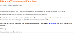 PSY 4040 W5 Assignment Final Paper