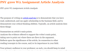 PSY 4200 W2 Assignment Article Analysis