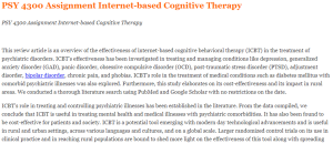 PSY 4300 Assignment Internet-based Cognitive Therapy