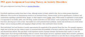PSY 4300 Assignment Learning Theory on Anxiety Disorders