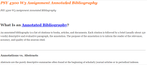 PSY 4300 W3 Assignment Annotated Bibliography