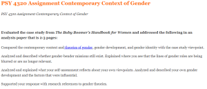 PSY 4320 Assignment Contemporary Context of Gender