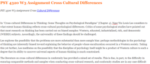 PSY 4320 W3 Assignment Cross Cultural Differences