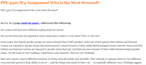 PSY 4320 W4 Assignment Who is the Most Stressed
