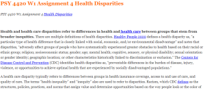 PSY 4420 W1 Assignment 4 Health Disparities