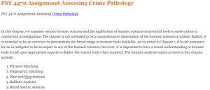 PSY 4470 Assignment Assessing Crime Pathology
