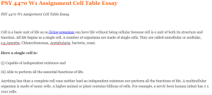 PSY 4470 W1 Assignment Cell Table Essay