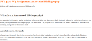 PSY 4470 W3 Assignment Annotated Bibliography