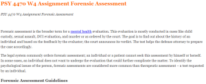 PSY 4470 W4 Assignment Forensic Assessment