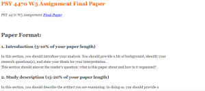 PSY 4470 W5 Assignment Final Paper