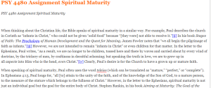 PSY 4480 Assignment Spiritual Maturity