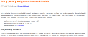 PSY 4480 W4 Assignment Research Models