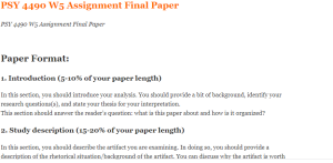 PSY 4490 W5 Assignment Final Paper