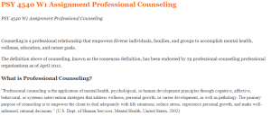 PSY 4540 W1 Assignment Professional Counseling