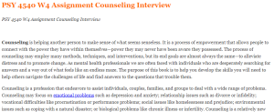 PSY 4540 W4 Assignment Counseling Interview