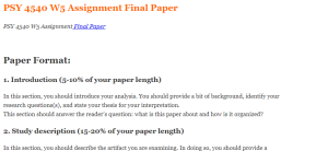 PSY 4540 W5 Assignment Final Paper