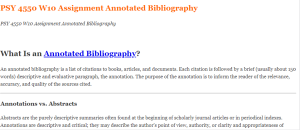 PSY 4550 W10 Assignment Annotated Bibliography