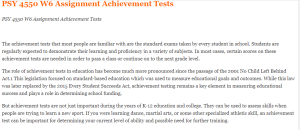 PSY 4550 W6 Assignment Achievement Tests