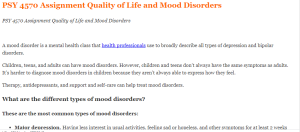 PSY 4570 Assignment Quality of Life and Mood Disorders