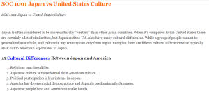 SOC 1001 Japan vs United States Culture