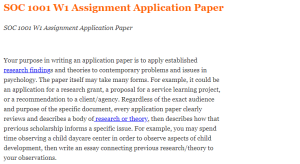 SOC 1001 W1 Assignment Application Paper
