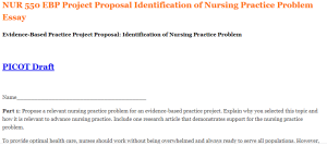 Evidence-Based Practice Project Proposal Identification of Nursing Practice Problem