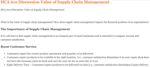 HCA 610 Discussion Value of Supply Chain Management