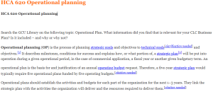 HCA 620 Operational planning