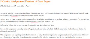 HCA 675 Assignment Process of Care Paper