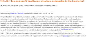 HCA 807 Is a non-profit health care structure sustainable in the long term