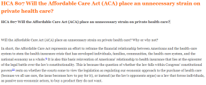 HCA 807 Will the Affordable Care Act (ACA) place an unnecessary strain on private health care