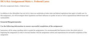 HCA 812 Assignment State v. Federal Laws