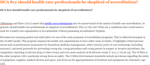 HCA 812 should health care professionals be skeptical of accreditation