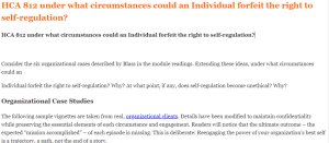 HCA 812 under what circumstances could an Individual forfeit the right to self-regulation