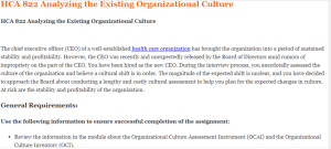 HCA 822 Analyzing the Existing Organizational Culture