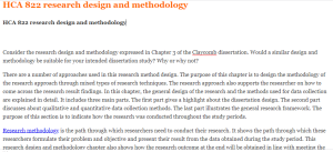 HCA 822 research design and methodology