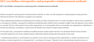 HLT 205 Define retrospective and prospective reimbursement methods