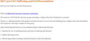 HLT 302 CLC Suffering and Evil Presentation