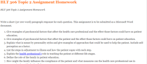 HLT 306 Topic 2 Assignment Homework