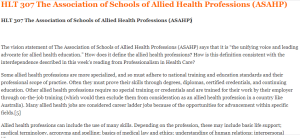 HLT 307 The Association of Schools of Allied Health Professions (ASAHP)