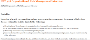 HLT 308 Organizational Risk Management Interview