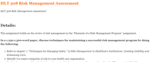 HLT 308 Risk Management Assessment