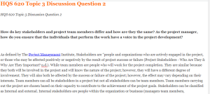 HQS 620 Topic 3 Discussion Question 2