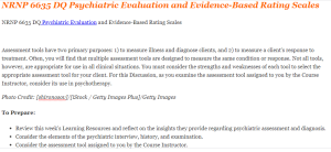 NRNP 6635 DQ Psychiatric Evaluation and Evidence-Based Rating Scales