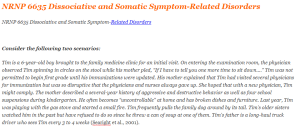 NRNP 6635 Dissociative and Somatic Symptom-Related Disorders