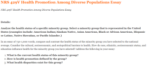 NRS 429V Health Promotion Among Diverse Populations Essay
