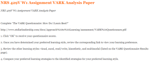 NRS 429V W1 Assignment VARK Analysis Paper