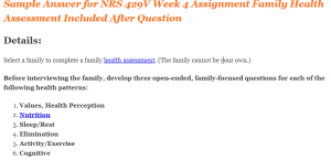 NRS 429V Week 4 Assignment Family Health Assessment