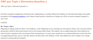 NRS 430 Topic 1 Discussion Question 2