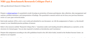 NRS 433 Benchmark Research Critique Part 2